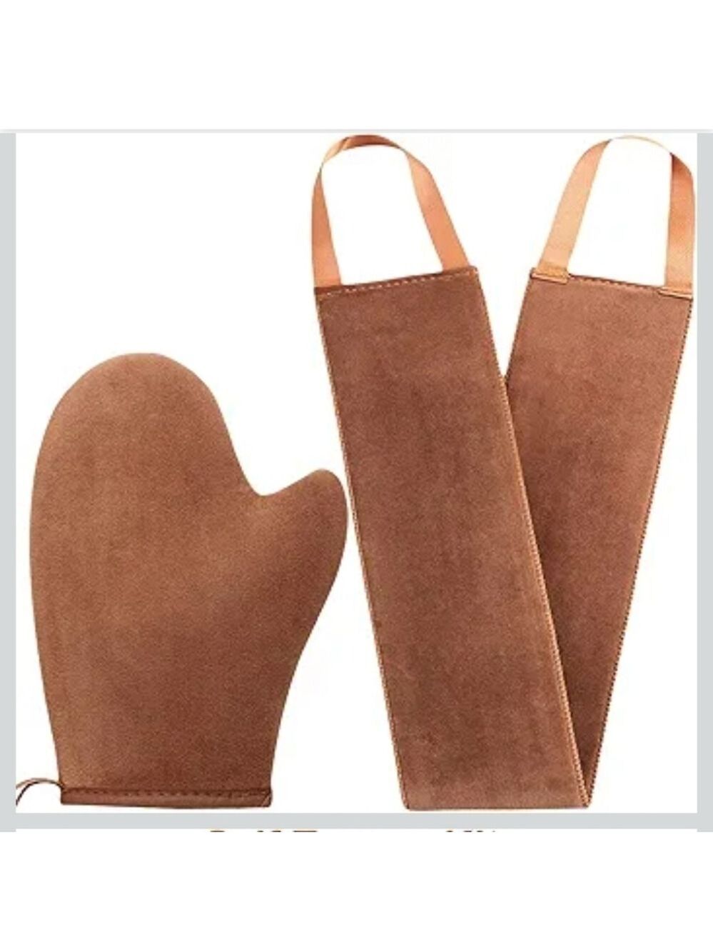 Brown Exfoliating Mitt and Back Scrubber Set - Picture 2 of 9